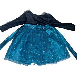 Girls Holiday Dress Special Festive Fancy 18 Months NWT Black Velvet Turquoise